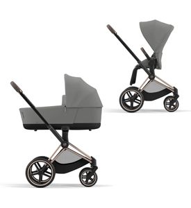 Детская коляска Cybex Priam IV Rosegold 2 в 1 со спальным блоком Mirage Grey