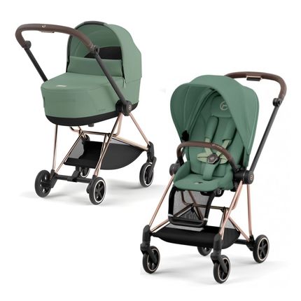 Детская коляска 2 в 1 Cybex MIOS III Leaf Green на шасси Rose gold 2023