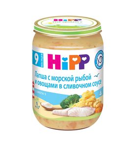 HIPP Лапша с морской рыбой и овощами в сливочном соусе, 190 гр.