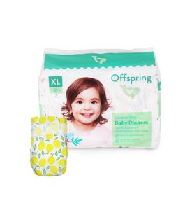 Offspring подгузники, XL 12+ кг. 30 шт. расцветка Лимоны