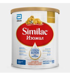 Сухая безлактозная смесь Similac Изомил на основе белков сои, 400гр