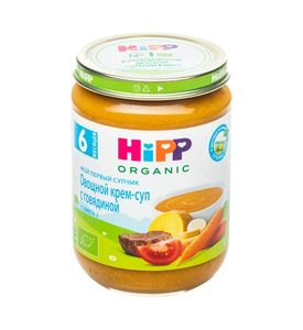 Hipp Мой первый супчик Овощной крем-суп с говядиной (190гр)