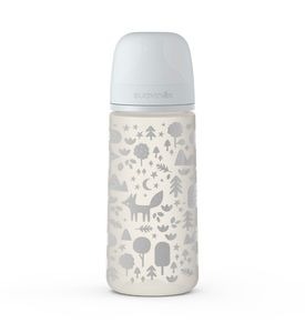 Suavinex Бутылка Fox 360мл с мягкой физиологической силиконовой соской, серебряный 3307085GYFOX R0