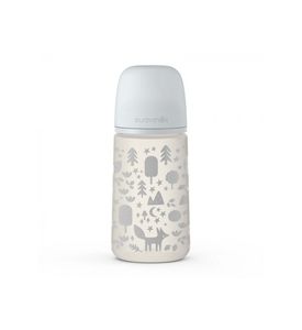 Suavinex Бутылка Fox 270мл с мягкой физиологической силиконовой соской, серебряный 3307059GYFOX R0 