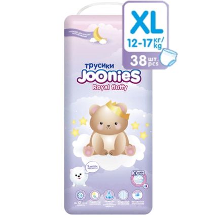 JOONIES Royal Fluffy Подгузники-трусики, размер XL (12-17 кг), 38 шт.