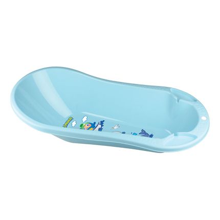 ПЛАСТИШКА Ванна детская с клапаном для слива воды и аппликацией (Светло-голубой) (431300431) 03859П