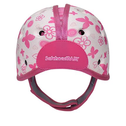 SafeheadBABY Мягкая шапка-шлем для защиты головы . Бабочка цвет белый с розовым