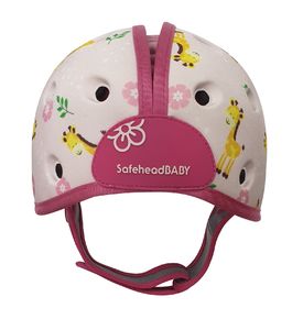 SafeheadBABY Мягкая шапка-шлем для защиты головы . Жираф цвет: белый с розовым
