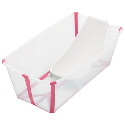 Ванночка с горкой Stokke Flexi Bath Bundle,Tub with Newborn Support Transparent Pink 531503