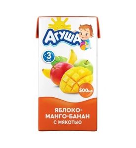 Агуша Сок Яблоко-манго-банан с мякотью 500 мл