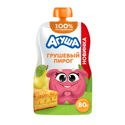 Пюре фруктовое "Агуша" Грушевый пирог 80г, Pouch-pack Пюре фруктовое "Агуша" Грушевый пирог 80г, Pouch-pack