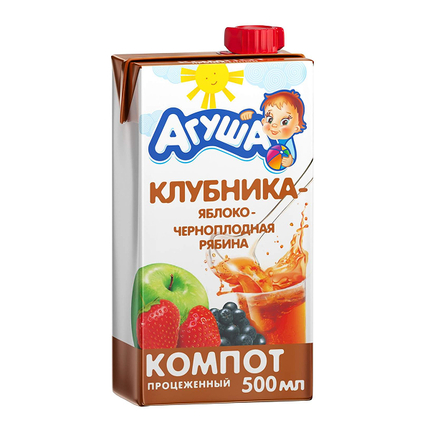 Агуша компот Клубника-Яблоко-Черноплодная Рябина 500мл. Агуша компот Клубника-Яблоко-Черноплодная Рябина 500мл.