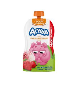 Пюре фруктовое "Агуша" Клубничный пломбир 160г, Pouch-pack