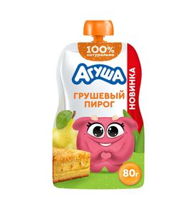 Пюре фруктовое "Агуша" Грушевый пирог 80г, Pouch-pack
