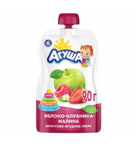 Агуша Пюре фруктовое Яблоко-Клубника-Малина 90г