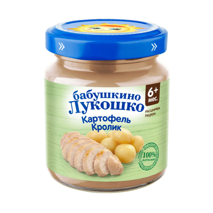 Бабушкино Лукошко. Пюре кролик/картофель стекло 100г Бабушкино Лукошко. Пюре кролик/картофель стекло 100г