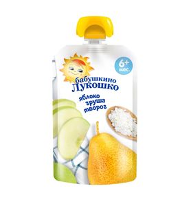 Бабушкино Лукошко. Пюре яблоко/груша/творог 90г