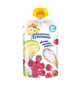 Бабушкино Лукошко. Пюре яблоко/малина/творог 90г