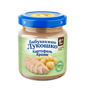 Бабушкино Лукошко. Пюре кролик/картофель стекло 100г