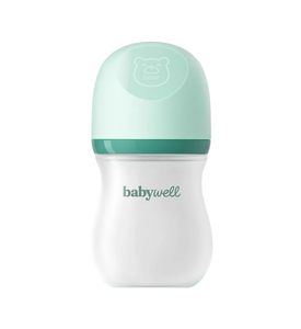 Babywell Бутылочка из стекла с покрытием из силикона, ментоловый 160 мл. 27041 Babywell Бутылочка из стекла с покрытием из силикона, ментоловый 160 мл. 27041