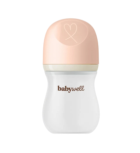 Babywell Бутылочка из стекла с покрытием из силикона, нежный персик 160 мл. 27042 Babywell Бутылочка из стекла с покрытием из силикона, нежный персик 160 мл. 27042