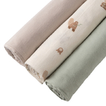 BUBA KIDS Пелёнки фланелевые , 3 шт., Бобры на хуторе/ Речная вода/Бежевый, 95х115 BKFLSW5