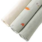 BUBA KIDS Пелёнки фланелевые, 3 шт., Тихий океан/Речная вода/Сливочный, 95х115 BKFLSW10