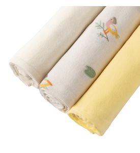 BUBA KIDS Пелёнки фланелевые, 3 шт., Утка мандаринка/Жёлтая пастель/Сливочный, 95х115 BKFLSW7