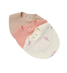 BUBA KIDS, Слюнявчики муслиновые 3 шт., Песня Севера/Пудра/Миндаль