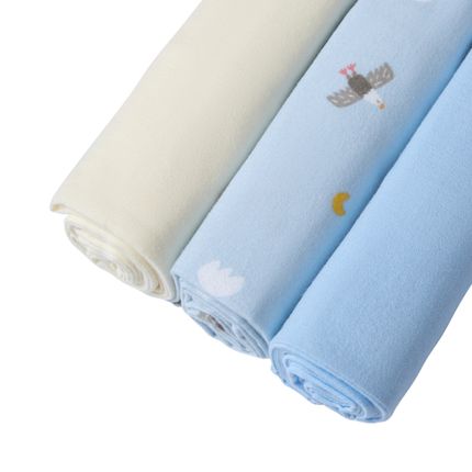 BUBA KIDS Пелёнки фланелевые, 3 шт., Горный орёл/Голубой/Сливочный, 95х115 BKFLSW11