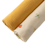 BUBA KIDS Пелёнки муслиновые, 2 шт., Сады Кавказа/ горчица, 75х115 BKMUSSW59