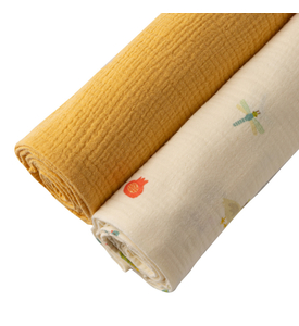 BUBA KIDS Пелёнки муслиновые, 2 шт., Сады Кавказа/ горчица, 75х115 BKMUSSW59