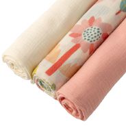 BUBA KIDS Пелёнки муслиновые , 3 шт., Летний полдень/ сливочный/ персиковый 75х75 BKMUSSW53
