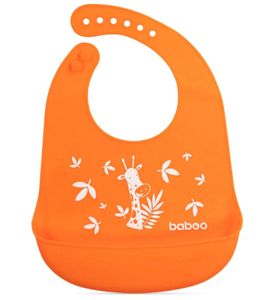 Baboo 11-006 Фартук нагрудный силиконовый, оранж., Safari 4 мес+