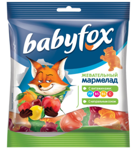 BabyFox мармелад жевательный с соком ягод и фруктов, 70 г