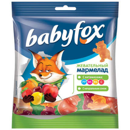 BabyFox мармелад жевательный с соком ягод и фруктов, 70 г
