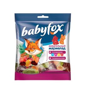 Жевательный мармелад baby fox с витаминами ассорти вкусов 30г