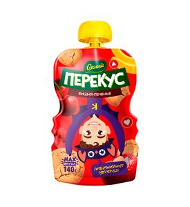 Пюре пауч Сочный перекус Ябл.-банан- вишневый сок-печенье 140г с 6 месяцев