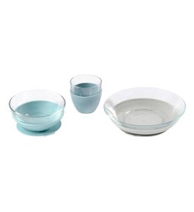 Beaba  Набор Стеклянной посуды JUNGLE: Тарелка большая, тарелка малая, чашка силикон 913486