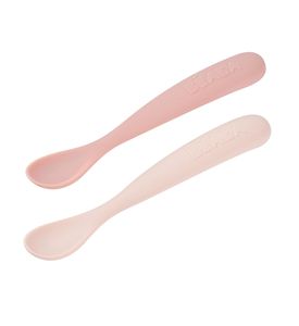 Beaba 913598 Набор из двух силиконовых ложек 4М+, с боксом для хранения. Cotton candy / Marshmallow