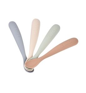 Beaba 913601 Набор из четырех силиконовых ложек 4М+, в блистерной упаковке.