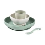 Beaba 913592 Набор посуды: 2 тарелки, стакан, ложка, силикон. VERT SAUGE COFFRET REPAS SILIC VERT SA