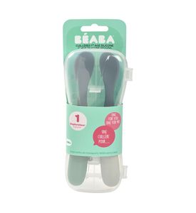 Beaba Набор из 2 силиконовых ложек, в футляре  4м BLUE 913574