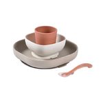 Beaba 913591 Набор посуды: 2 тарелки, стакан, ложка, силикон. TERRACOTTA COFFRET REPAS SILIC TERRACO