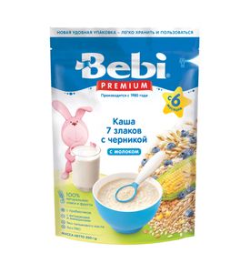 BEBI Каша молочная 7 злаков с черникой, 200 г