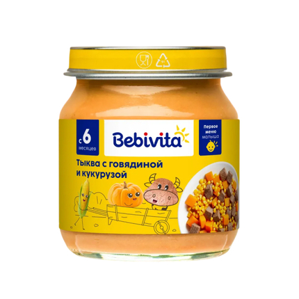 Bebivita Первое меню малыша. Тыква с говядиной и кукурузой, 100 гр. Bebivita Первое меню малыша. Тыква с говядиной и кукурузой, 100 гр.