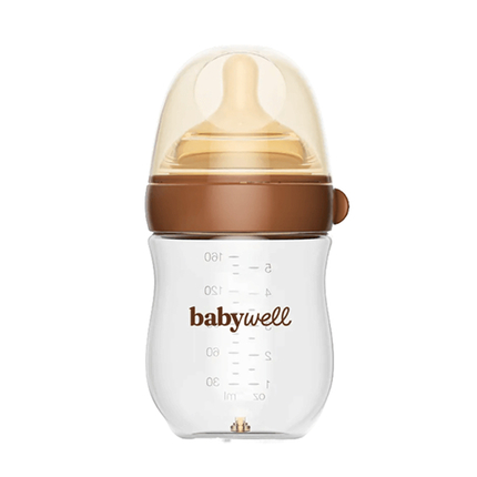 Babywell  Бутылочка из стекла с нижним клапаном, коричневый 160 мл. BW18011