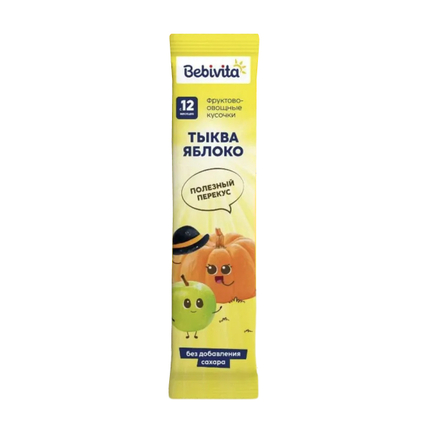 Bebivita Фруктово-овощные кусочки «Тыква-яблоко», 20гр. Bebivita Фруктово-овощные кусочки «Тыква-яблоко», 20гр.