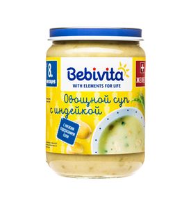 Bebivita 1872RU Овощной суп с индейкой, 190 гр.