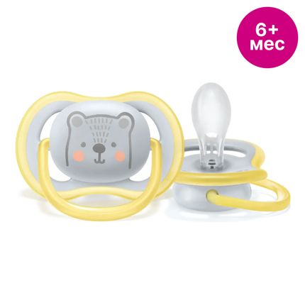 Philips Avent Пустышка силиконовая Ultra Air декор Мишка, 6-18 мес.(уп. 1 шт.), универсальная SCF086/76